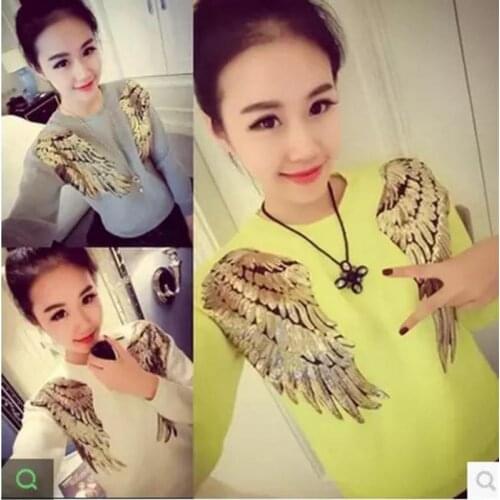 20pairs Wings Patches Gold Sliver Sequined Patch Sew On Iron On Clothes Patch 3d Feather Applique Diy Stickers Bordado Applique