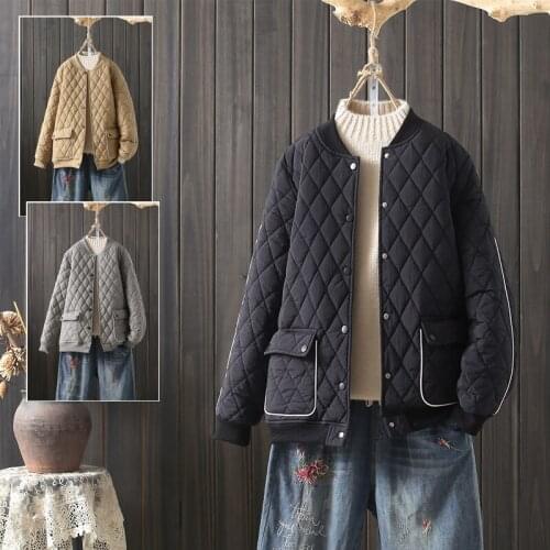 Plus Size 4XL Cotton Jacket Women 2021 New Winter Coat Short Warm Baseball Collar Oversize With Button Clothing Female Outerwear