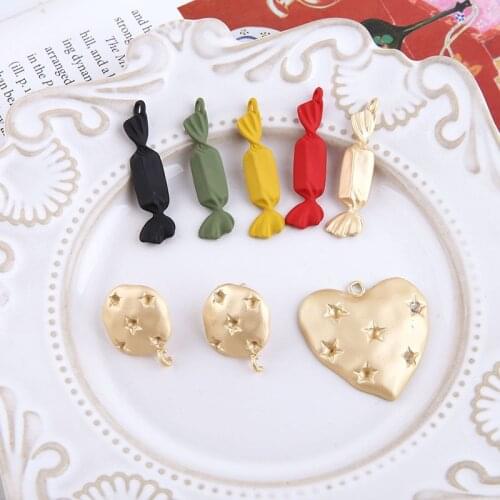 10pcs New 2020 Korean Alloy Scrub Spray Paint Fun Candy Love Round Stud Earrings For Women Material Diy Jewelry Accessories
