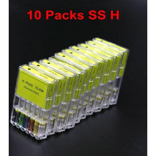 10Pcs Dental SS H Files 15-40# Stainless Steel Hedstrom Root Canal Instruments 21mm 25mm for Dentist