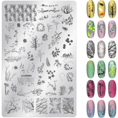 14.7cm XL Big Rectangle Nail Stamping Plates Autumn Leaves Stainless Nail Art Stamp ZJOY-PIUS Leaf/Flower Nail Printing Template