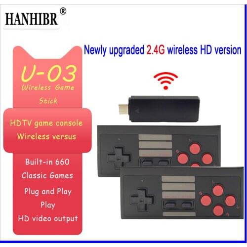 2.4g classic nostalgic AV HD output retro video game console, built-in 620 game 8-bit NES wireless TV stick dual remote control