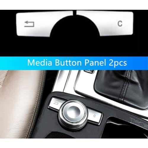 2 Pcs Silver Multimedia Buttons Sequins Cover For Mercedes Benz C E GLK CLS Class W204 W212 ABS Car Interior Accessories
