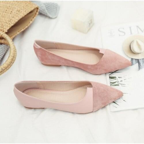 2020 New Womens Flats Fashion Female Leisure Pointed Solid Color Pointed Toe Flat Shoes High Quality Slip-On Dress Basic W28-14