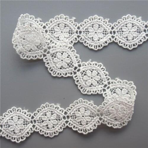3 Yard White Embroidered Lace Edge Trim Ribbon Applique DIY Sewing Craft Crochet Fabric Edging Trimmings Vintage Wedding Dress