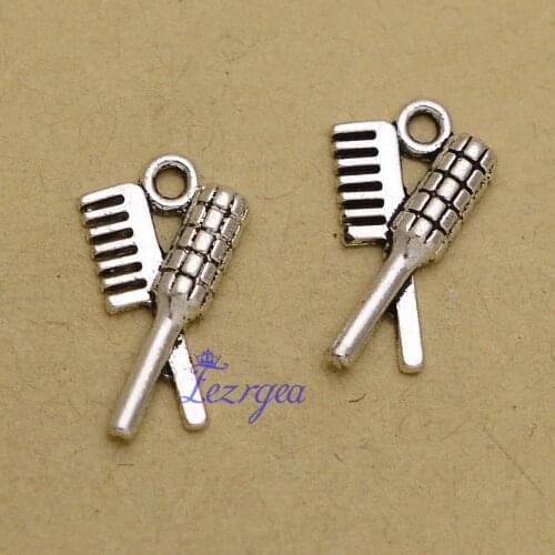 30pcs/lot--20x12mm, Hair Comb chams,Antique silver plated Hair Comb And Brush charms,DIY supplies,Jewelry accessories