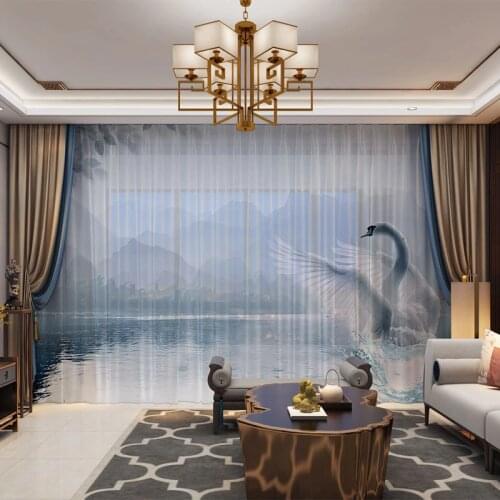 3D Mountains Landscape Digital Print Customized Photo Curtains Drape Panel Sheer Tulle Home Decoration Living Room Bedroom