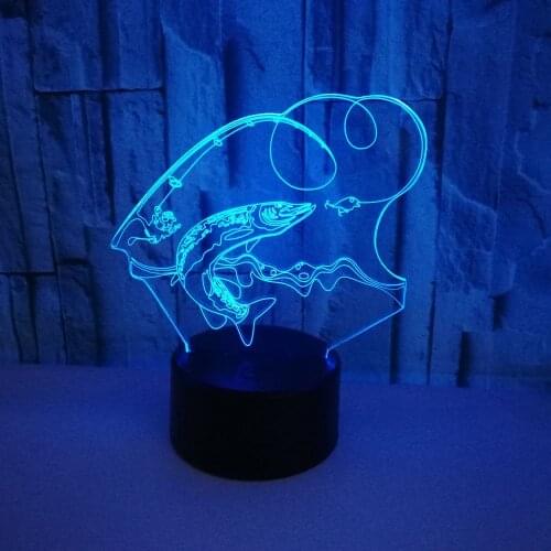 3D Creative Fishing Modelling Gifts Table Lamp Home Decor Vision Lampara LED USB 7 Color Changing Baby Sleeping Fish Night Light