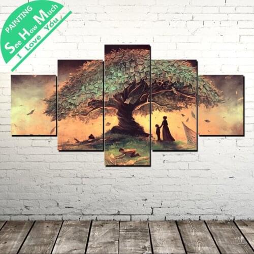5 Piece Abstract Art Tree Mom with Son Wall Art Canvas Poster and Print Canvas Painting Decorative Picture Home Decor