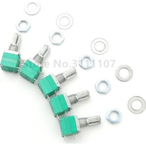 5PCS RV097NS B5K B10K B20K B50K B100K B500K 5K 10K 50K 100K with a Switch Audio 5pin Shaft 15mm Amplifier Sealing Potentiometer