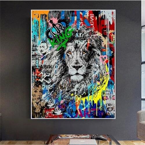 Abstract Graffiti Lion Street Art Posters And Prints Canvas Painting On Wall Art Picture For Living Room Decoration Cuadros