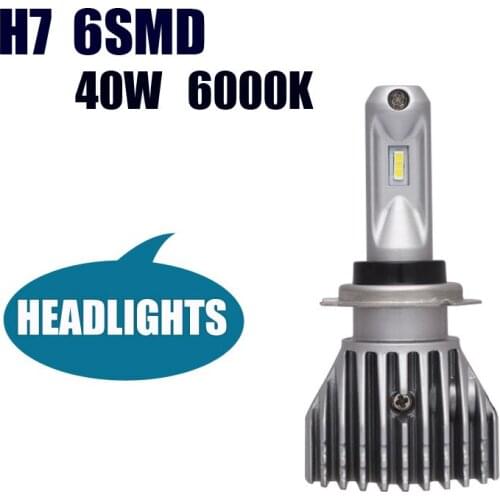 Auto Truck H7 LED Fog Lamps 6SMD New Pattern No Fan Head Light High Power 40W 6000K White DC9 V 36V 2 Pack