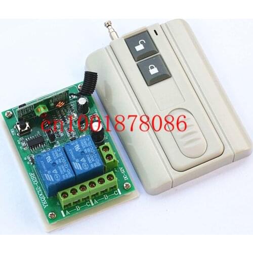 Free Shipping 2CH DC12V Remote Control RF Wireless Remote Control Switch System With slim two-button remote control