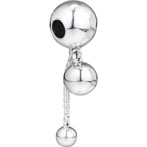 String of Beads Dangle Charms for DIY Chain Bracelets Fashion 925 Sterling Silver Pendant Round Ball Chain Charms Jewelry Making