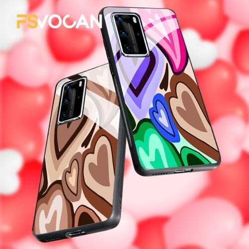 For Huawei P30 P40 Lite E Pro Colorful Love Phone Case Sweet Heart Cover For Honor 10 10i Mate 20 30 Plus 8X 9X Nova 5T 5G P20