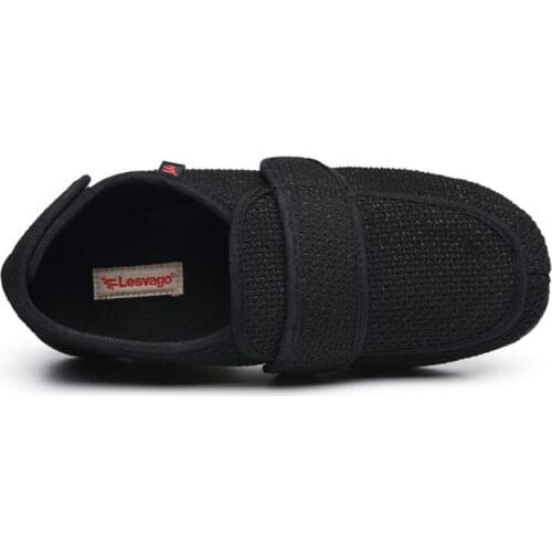 Black Spring Autumn Breathable Velcro Opened Front And Rear Widened Cloth Soft Comfortable Soles Healthy Diabetes Fat Shoes
