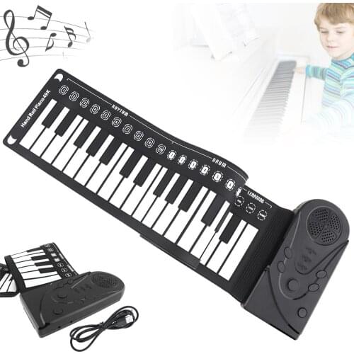 49 Keys Electronic Portable Silicon Flexible Hand Roll Up Piano Built-in Speaker Children Toys Keyboard Organ with wires