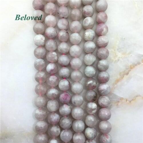 Smooth Round Cherry Blossom Jaspers Loose Beads, 15.5" Strand Raw Quartz Gems Stone Drilled Bead For Jewelry DIY, BG18136