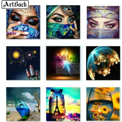Hot 23 style 5d diy diamond painting landscape woman sunset full square 3D diamond mosaic embroidery decoration 20x20cm new