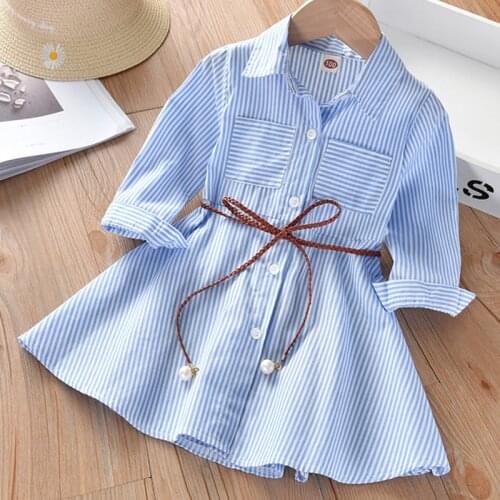 Girl Dress Spring Autumn Stripe Kids Clothes Fashion Toddler Baby Girls Cotton Clothing Long Sleeve Children Dress Regular Style