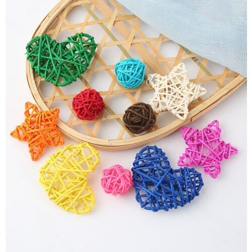 5/10pcs 3-7cm artificial straw ball stars and love wedding home Christmas decoration rattan ball DIY curtain hanging accessories