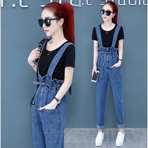 Women clothing denim fabric washed rompers vintage overalls women jumpsuits suspenders jeans women overalls female rompers