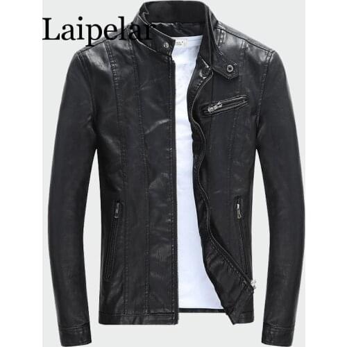 Laipelar Mens PU Jackets Coats Autumn Winter Motorcycle Biker Faux Leather Jacket Men Clothes Thick Velvet Coats M-3XL
