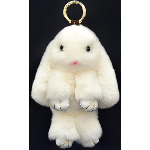 Cute Girls Fluffy Rabbut Fur Bunny Keychain For Women Soft Pompoms Rabbits Keyring On Bag Car Trinket Dolls Jewelry Party Gift