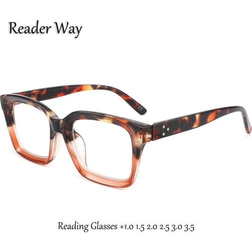 Fashion Ladies Reading Glasses Blue Light Square Big Frame Women Reader Computer Presbyopic Eyeglasses 1.0 1.5 2.0 2.5 3.0 3.5