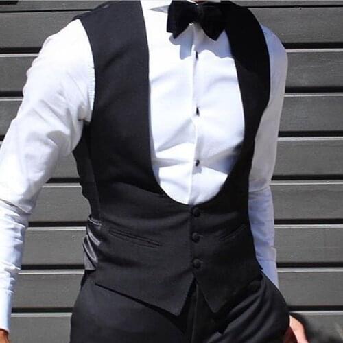 Black Slim Fit Men Suit Vests for Wedding Prom Single One Piece Waistcoat Custom Fashion Coat New Arrival