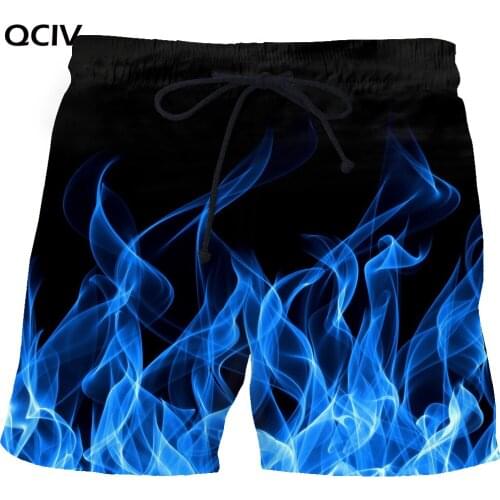 Blue Flame Mens Beach Shorts Pants Fitness Quick-drying Swimwear Street Funny Funny 3D Print Shorts