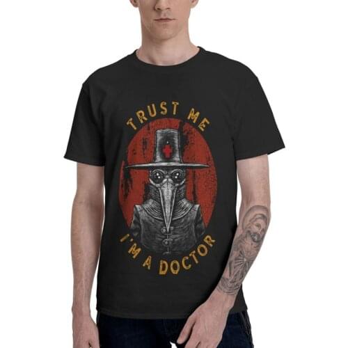 Male Trust Me I'm A Doctor T-Shirt Harajuku Halloween Plague Doctor Tshirt Short Sleeve Hip Hop T Shirt Cotton Tee Tops Gift