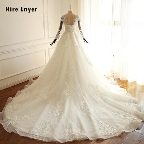 HIRE LNYER Long Sleeve Princess Wedding Dresses Elegant Gelinlik Appliques Beading Pearls Bridal Gowns Alibaba Robe Mariage