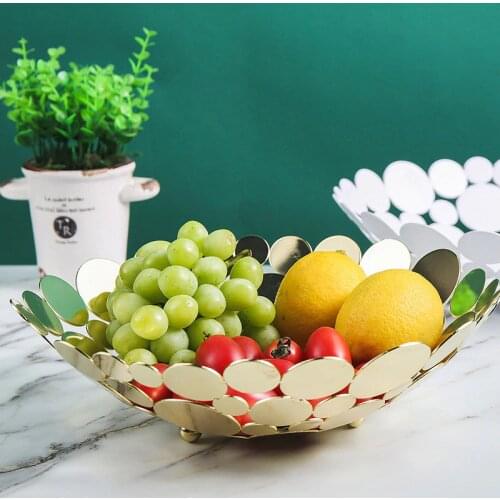 Nordic Metal Fruit Plate Accessories Home Livingroom Table Bowl Figurines Crafts Coffee Table Snack Tray Ornaments Decoration