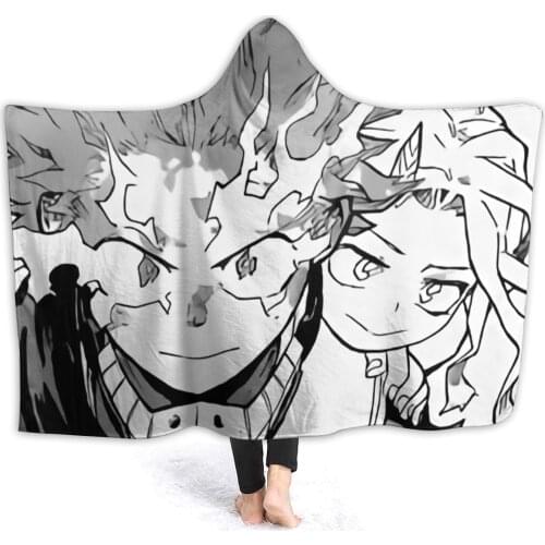 Wearable warm flannel My Hero Hooded Blanket Anime Comic blankets for airplane travel Bedspread Wrap