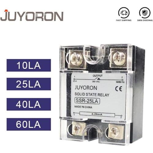 SSR-10/25/40/60LA SSR Solid State Relay Input DC 4-20mA Single Phase Voltage Type Regulator for Temperature Sensor Black Factory