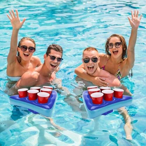 6-Hole Cup Holder Cap Inflatable Hat Floating Cup Pool Pong Rack Inflatable Beer Pong Rack For Swimming Pool And Beach
