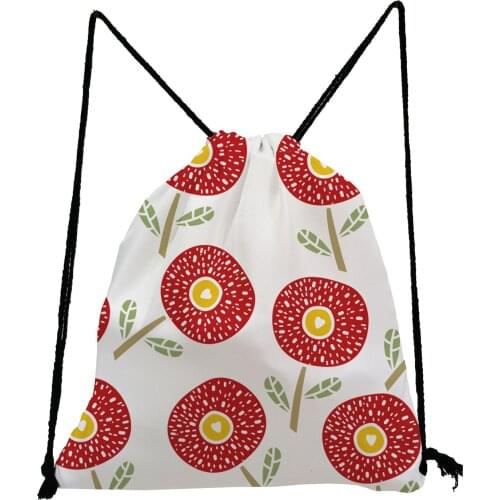 Lollipop Floral Printed Backpack Creativity Fashion Drawstring Bag Female Large Capacity Shoe Bag to School Portable Storage Bag
