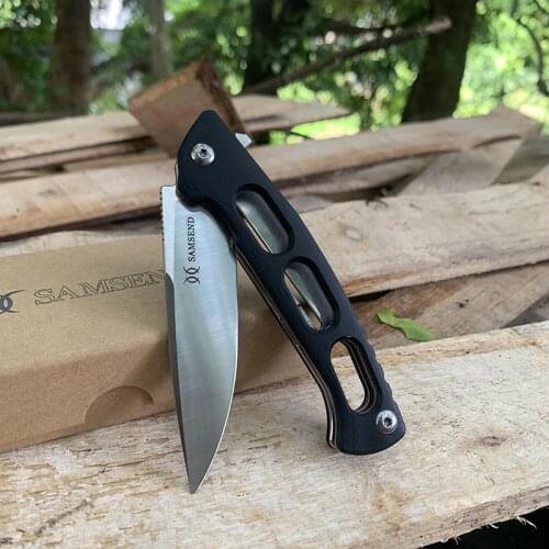 SAMSEND Camping fishing Folding knives G10 Handle 440C Outdoor portable EDC pocket knife