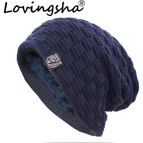 LOVINGSHA Men Winter Warm Hat For Women Unisex Adult Outdoor Wool Knitted Beanies Skullies New Casual Cap Cotton Hats HT144