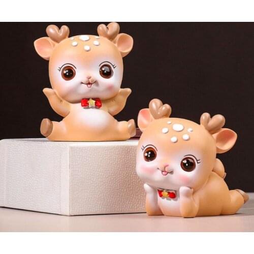Sika Deer Figurines Creative Cake Baking Decoration Girl Bedroom Decoration Cartoon Cute Cute Sika Deer Resin Decoration