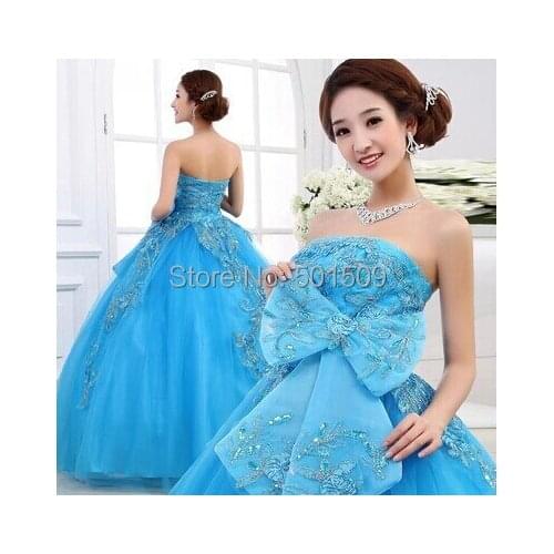 Blue big bowknot gown medieval dress Renaissance gown queen costume Victorian Gothic/Marie Antoinette/ Belle Ball