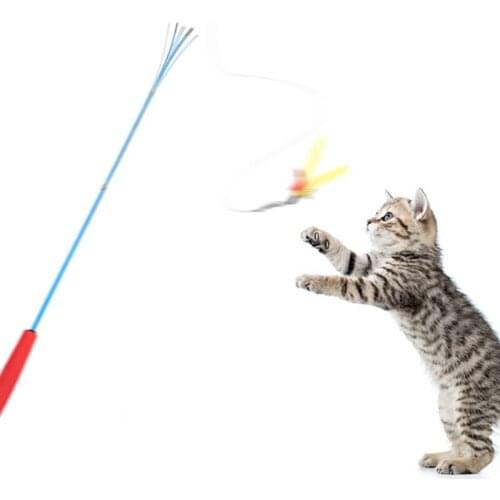 Pet Cat Telescopic Three-section Funny Cat Stick (without Funny Cat Head) Black Handle Powder Stick