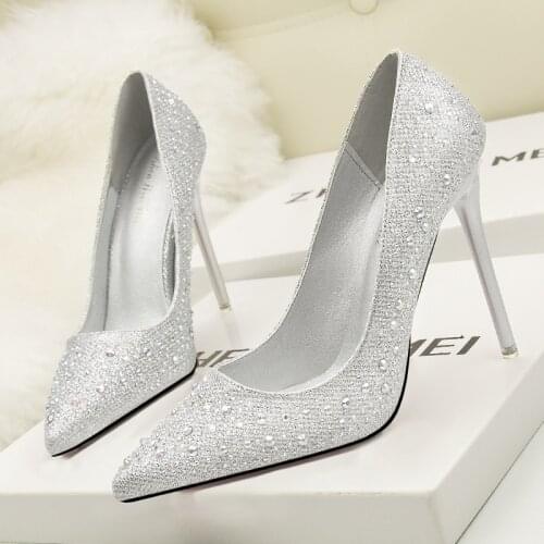 Stiletto High Heels Pumps Women Shoes Fashion 2021 Rhinestone Heels Ladies Shoes Woman Elegant Sexy Heels Luxury Shoes Women