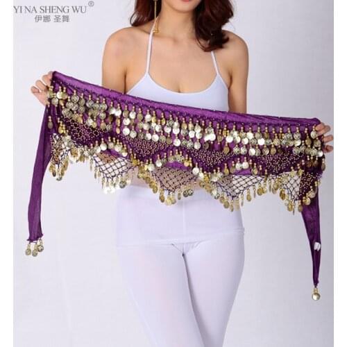 New Style Top Selling Belly Dance Waist Chain Hip Scarf for Women Bellydance Coins Belt Dancing Waist Belt Indain Colors Belt