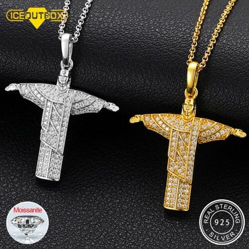 925 Sterling Silver Religious Pendant Moissanite Pendant Necklace For Women Men Christmas Gift Party Fine Jewelry Dropshipping
