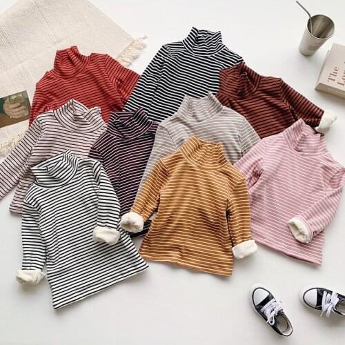 2020 Baby Winter T-shirt Kids Autumn Warm Cotton-padded Clothes For Children Thickened Girls Plus Velvet Long-sleeve Soft Tops