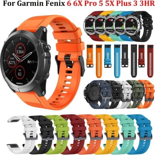 26 22 mm Quickfit Watchband Strap For Garmin Fenix 6X 6S 6 Pro Silicone Easy fit Wrist Strap For Fenix 5 5S 5X Plus 3 3HR Watch