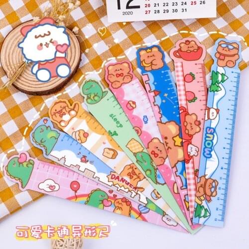 4pcs/set 15 Cm Cartoon Magnetic Ruler Student Stationery Multifunction Drawing Tools Folding Office Planner Accessories