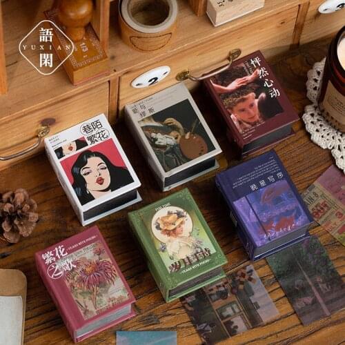 400 Pcs Vintage Flower Poster Paper Card Memo Pad Decorative Stationery Scrapbooking Diary Album Lable Retro Film Material Book